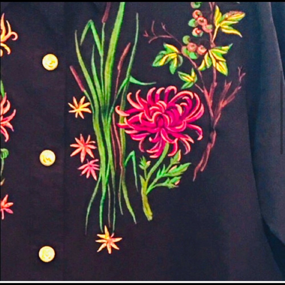 Vintage Bob Mackie Wearable Art Embroider Shirt M - Picture 3 of 6